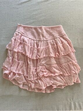 Hollister Ultra High-Rise Pink Ruffle Smocked Skort - Size Small